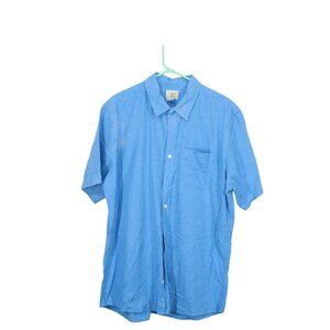 LL Bean Organic Cotton Seersucker Shirt Slightly Fitted Plaid Blue L Tall